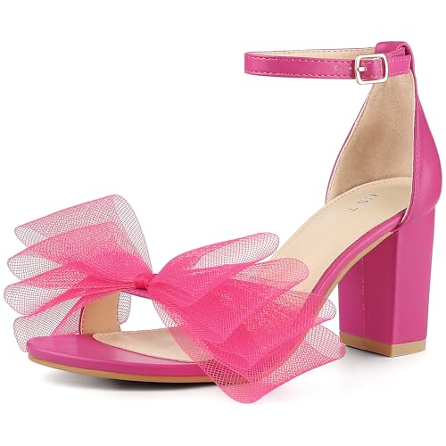 Perphy Bow Tie Ankle Strap Chunky High Heels Sandals for Women
