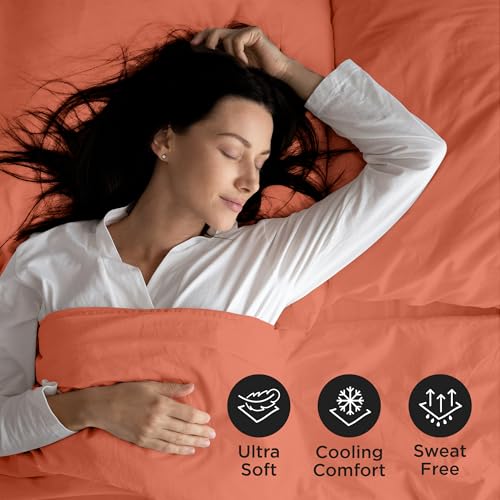 Image of ROYALE LINENS 3 Piece Twin Sheets Set - Soft Brushed 1800 Microfiber Bedding - 1 Fitted and 1 Flat Sheet, 1 Pillow case - Wrinkle Free & Fade Resistant - Hotel Luxury Bed Sheets Set (Coral, Twin)