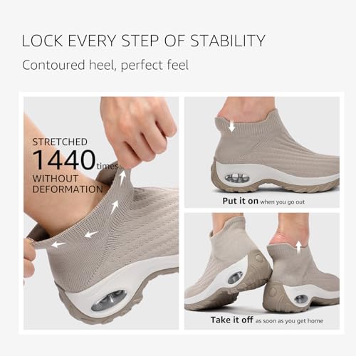 Image of HKR Women Walking Shoes Cushioned Slip On Sneakers