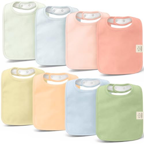 KeaBabies 8-Pack Organic Baby Bibs for Boys Girls - Super Absorbent Cotton Drool Bibs for Baby Girl & Boy Teething Toddler Drooling Newborn Ultra Soft & Machine Washable (Dew)