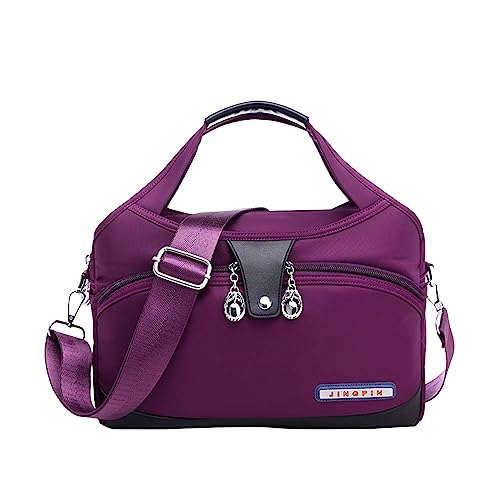 Sac à bandoulière femme violet avec lettre de transport et grand espace