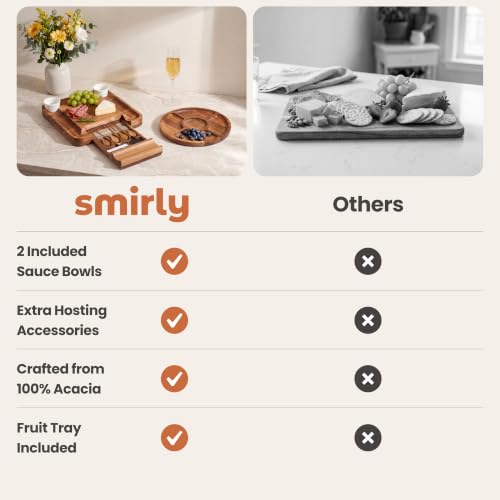 Image of SMIRLY Charcuterie Board Set with Serving Accessories, Acacia