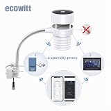 ECOWITT Ultradźwiękowy czujnik pogody 6 w 1 WS80, bezprzewodowy czujnik zewnętrzny, prędkość/kierunek wiatru, temperatura/wilgotność, promieniowanie słoneczne i światło UV, akcesoria, nie do