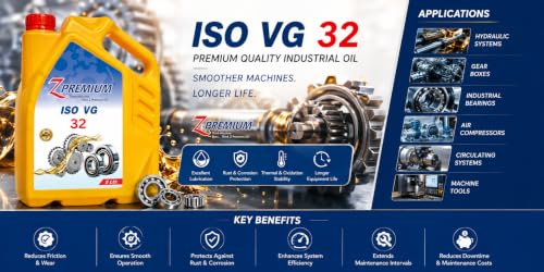 Image of ZPremium ISO VG 32 High-Performance Hydraulic Oil - Superior Anti-Wear Lubricant for Industrial Machinery, Compressors & Heavy Equipment | Enhanced Thermal Stability & Oxidation Resistance | 5 Ltr