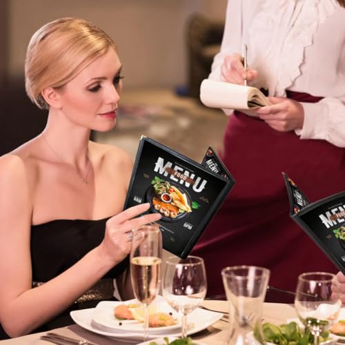 Wisboey Menühüllen 8,5 X 11 Restaurant-Menühalter, 2 Stück, 4 Seiten 8 Ansichten, Transparente Menühülle, Passend für Papier im A4-Format
