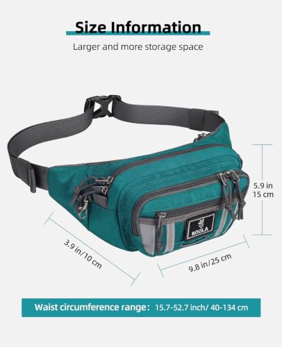 NOOLA Fanny Pack for Men Women, Hiking Waist Bag with RFID Blocking | Large Fanny Pack , 4-Pocket Crossbody Water-Repellent Anti-Theft Hip Pack with Secure Pocket for Travel Cycling Hiking, Green - image 4