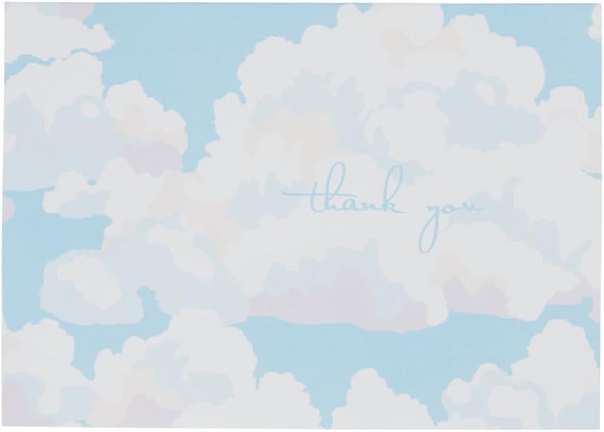 Caspari Blue Skies Thank You Notes with Envelopes, Premium Thank You Card Set, 8 Cards, 4 x 6 Inches, Printed in USA