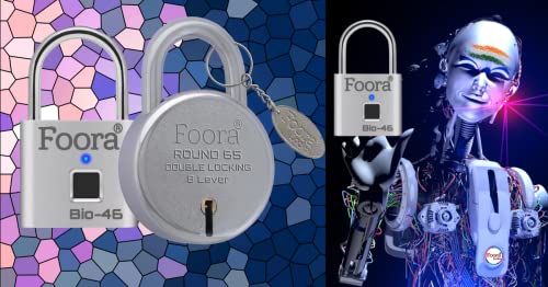 HINDSON Lock Round 65mm with 3 Key, Steel Double Locking, 8 Lever Padlock for Door, Gate, Shutter (Finish Silver) (Gold 65mm) G