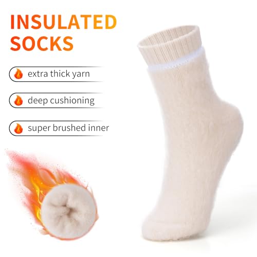 ICEIVY Thermal Slipper Socks, Thick Grip Hospital Plush Slipper Grip Socks Women Winter Soft Warm Cozy Socks 4 Pairs2