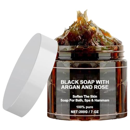 Jabón negro de Marruecos - Revitalización del control de aceite Cleanse Hidratante Rose Argan Cleansing Beauty SOAAP | Nourishing Hidratación iluminando el jabón negro de Beldi para todo el cuerpo par