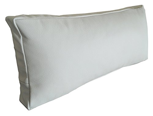 Quattro Meble Weiß Echt Leder Nackenkissen Lederkissen Sofa Dekokissen Rindsleder Kissen Kopfstützen Kopfkissen Zierkissen (22 x 40 cm)