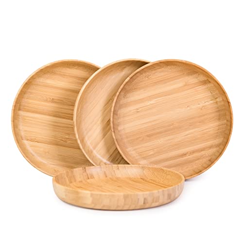 cluzelar Bamboo Plates 7.5Inch Round Bamboo Plates Reusable Dinner Plates Tableware 4PCS Wooden Plates Lightweight Dishes Snack, Dessert, Unbreakable Classic Plates cluzelar Bamboo Plates 7.5Inch Round Bamboo Plates Reusable Dinner Plates Tableware 4PCS Wooden Plates Lightweight Dishes Snack, Dessert, Unbreakable Classic Plates