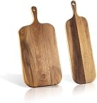 Wood Cutting Board Set with Handle for Kitchen Large and Small Long 2 Packs Acacia Wooden Kitchen Cutting Boards for Meat, Cheese, Bread,Vegetables Fruits- Charcuterie Board Serving Board