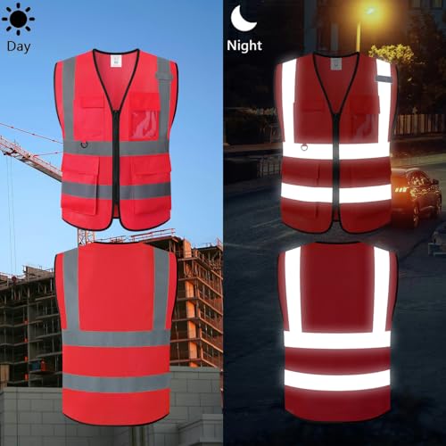 Image of Safety Vest for Men Women Hi Vis Vest with Pockets Mesh High Visibility Vests