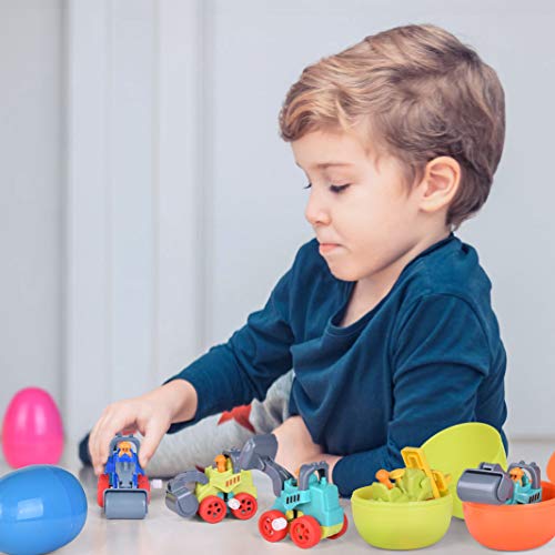 image for FUN LITTLE TOYS 12 Pieces Easter Eggs Prefilled with Toy Vehicles, Kid