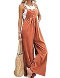 IDEALSANXUN Overalls for Women Loose Fit Comfy Bib Overalls Baggy Wide Leg Jumpsuits Romper 2023 Clothes, Rust, M