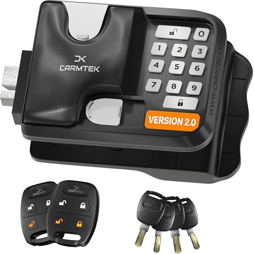 RV Keyless Entry Lock - 10 Digits V2.0 | Secure RV Door Lock Keyless Entry w/ 2 Inside Latches | Travel Trailer Door Lock Replacement w/ 2 Fobs, 4 Unique Keys | Only Fit 3.75" x 2.75" Lock Hole by CARMTEK - Used condition - US$198.46