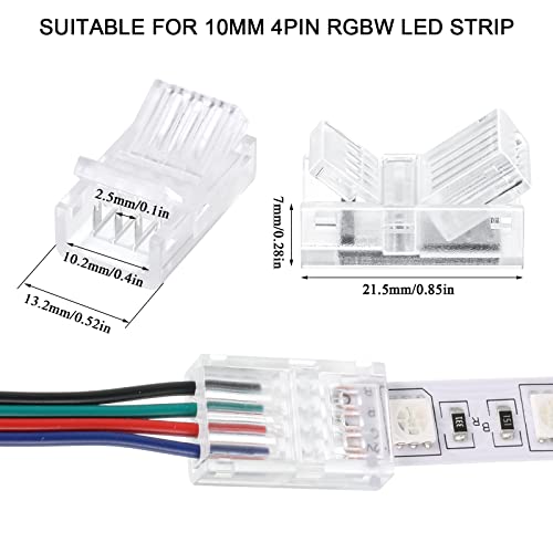 Rgb Led Light Strip Connectors 20 Waterproof Led Adapter Connectors Transparent Solderless Led Light Strip Connectors For Strip Light Unwired Gapless Track Lighting Connector 5V 12V 24V (4 Pin, 10 Mm) #TOP5