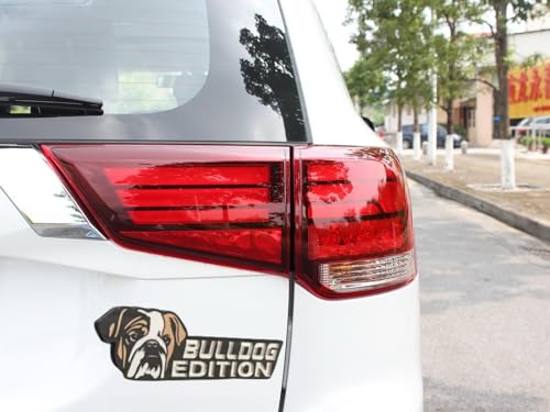 Image of Cute Dog Car Badge Laser Cutting Car Emblem,Funy 3D Acrylic Dogs Badge Rated Car Emblem Automotive Badge Decals and Stickers for Car, Truck, Rv, Boat Exterior Decoration (Bulldog)