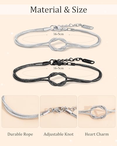 Image of YELUWA 2 Pcs Mother Daughter /Son Bracelets, Mothers Day Gifts, Back to School Gift, First Day of School Gifts, Lovely Charm Bracelets Set Mommy and Me Jewelry with Gift Box Wish Card
