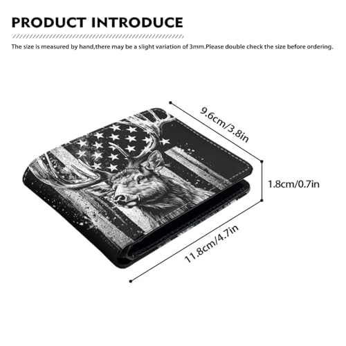 Image of Coldinair Deer USA Flag Leather Wallet for Boys Kids Purse Wallets Waterproof Leather Boys Bifold Wallet Credit Card Cash Id Holder Cool Slim Bifold Small Coin Purses
