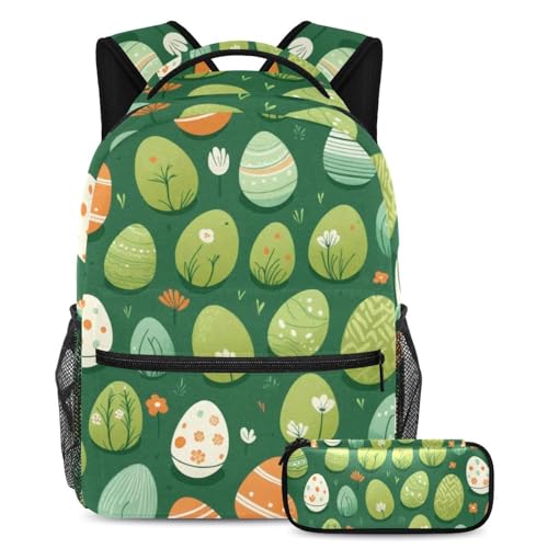 Sac à dos multicolore et trousse école compagnon de voyage sac à dos de jour vert