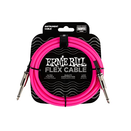 【正規品】 ERNIE BALL 6413 楽器用シールド ケーブル 10フィート FLEX INSTRUMENT CABLE 3.04m S-S型 ピンク