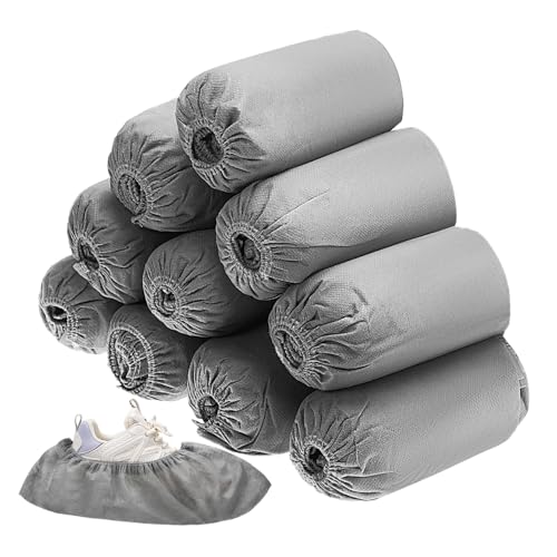 OSOLADY 100 Pack Gray Disposable Shoe Covers Elastic Boot Covers for Indoor Shoes Nonslip Floor Protection