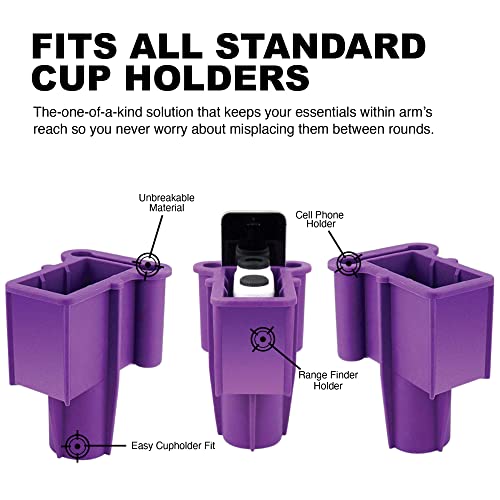 The Range Gripper For Golfers - An All-In-One Rangefinder/Smartphone Holder- Fits Any Golf Cart Cupholder, Secures & Protects Your Range Finder & Cell Phone - Never Lose Valuables Again, Purple #TOP3