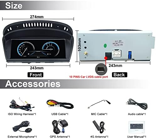 Radio samochodowe stereo dla BMW serii 3/5 E90 E60 (2005-2008) CCC System Android 12 GPS Navi Octa core 2G RAM+32G ROM z zachowanym systemem idrive Wireless Carplay/Bluetooth/tylna kamera/DAB/OBD/TPMS