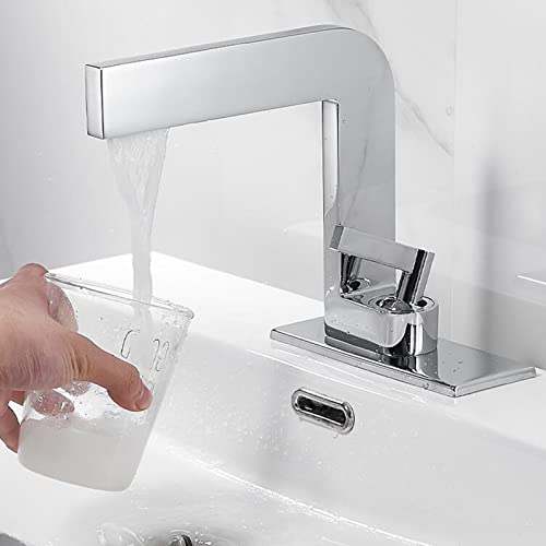 Robinet de lavabo cascade anti-éclaboussures en laiton brossé blanc - 3