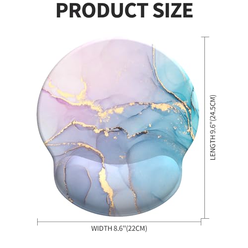 Image of eulps Mouse Pad with Wrist Rest, Comfortable Computer Mousepad with Gel Wrist Support Smooth Surface and Non-Slip PU Base for Pain Relief, Laptop, Office & Home (Cyan Pink Marble)
