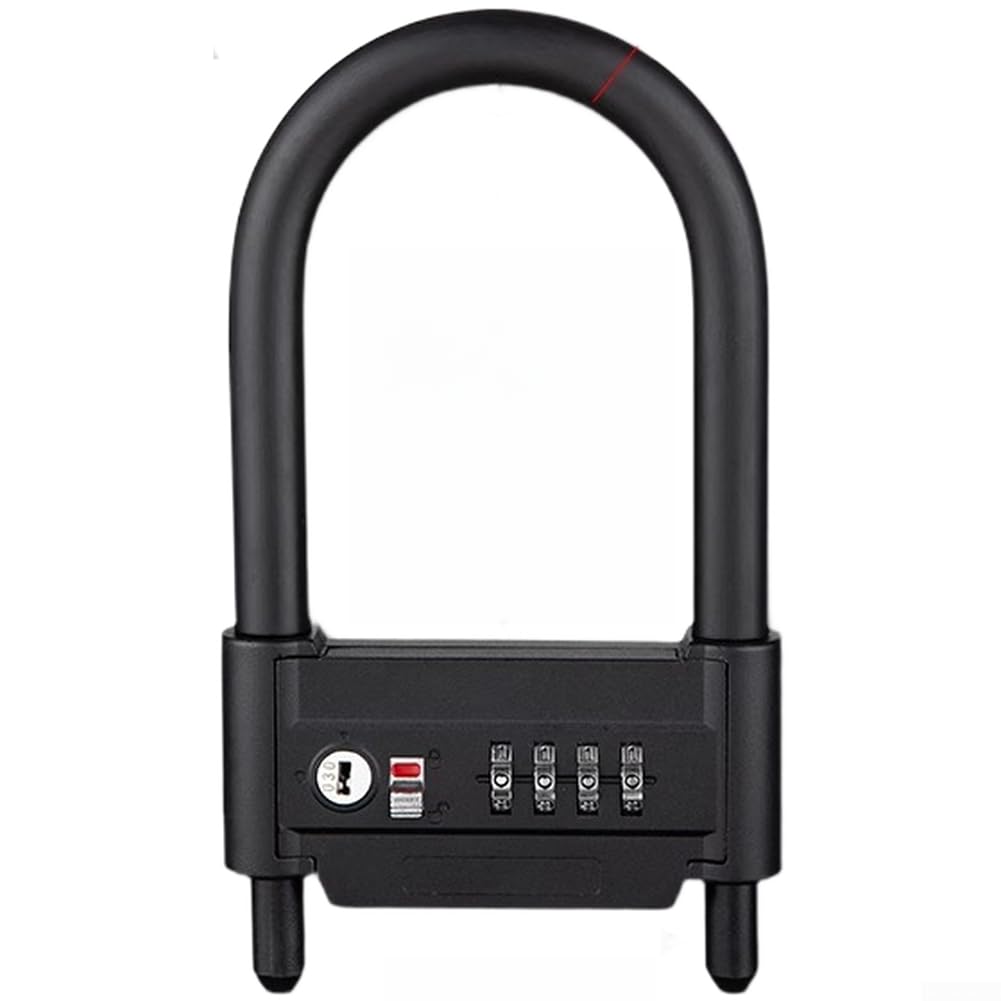 Cadenas à combinaison en acier inoxydable en forme de U avec mécanisme à code à 4 chiffres et gaine en PVC résistant à l'humidité pour verre (A)