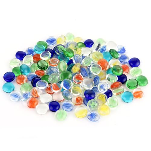 GBACHOOSE 200Pcs Mixed Color Glass Pebbles, 1kg Assorted Multi Colour Decorative Glass Pebble Stones Beads Vase Nuggets, Glittering Stones for Vase Plant Pots Flowerpot Aquarium Filler Decorations