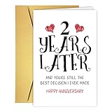 RUALOVE Romantic 2 Years Anniversary Card for Husband Wife, Sweet 2nd Wedding Anniversary Presents, Idea Two Years Wedding Card Gift for Him Her, 2nd Wedding Anniversary Card For Women Men
