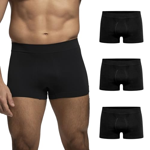 POMPEA Boxer U Seamless Men's Underpants (Pack of 3), Black, S-M