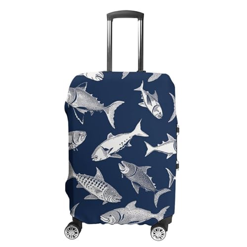 Various Sea Fish Pattern Luggage Cover, Washable Elastic Suitcase Cover Protector Fit 18-32 Inch Luggage