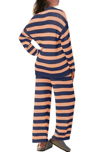 Image of SENSERISE Womens Striped Set Sweater Lounge Sets