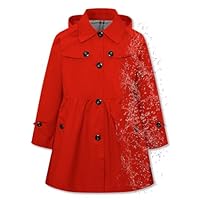 Betusline Girls Rain Jackets Lightweight Waterproof Hooded Trench Coat Windbreaker Raincoats for Girls,Waterproof-Red,2-3T