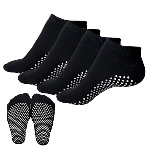 KEYRI 4 Pares Comodos Calcetines Yoga Pilates Para Mujeres y Hombres Antideslizantes Calcetines Artes Marciales Calcetín Tobillero Deportivo Con Puntos Antideslizantes,Talla única (4 Negros)
