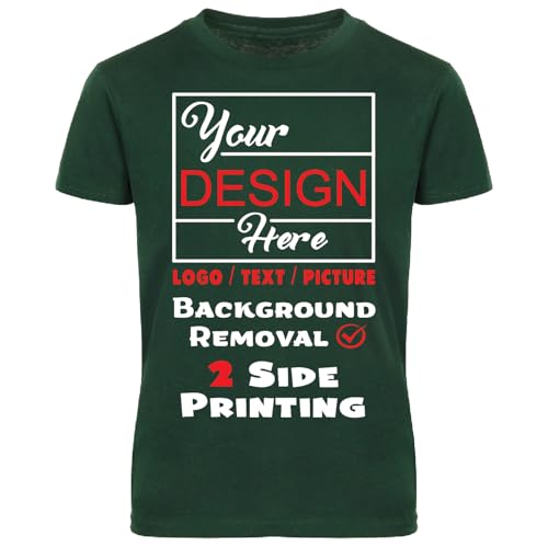 Custom Youth T-Shirts for Boys and Girls | Personalized Image and Text for Kids | Digital Printing (US, Alpha, Medium, Regular, Forest)