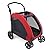 IREENUO Dog Stroller, 4 Wheels Pet Jogger Wagon Foldable Cart, Adjustable Handle, Zipper Entry, Skylight Window Stroller Suitable for Variety Roads with Back Pocket for Medium Large Dog Traveling Red