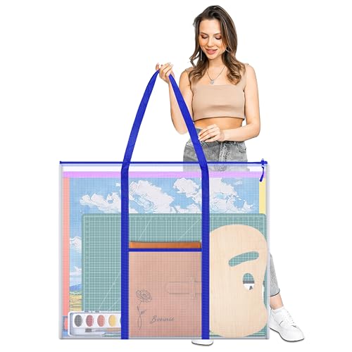 ZKOO Bulletin Board Poster Storage Extra-Large Storage Chart Art Portfolio Bag 30 x 25 Inchs Bulletin Board Sheet Organization for Bulletin Boards Scrapbooks Keepsake and Poster (30 X 25 Blue)