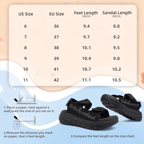 Image of Women's Orthopedic Wide Toe Box Sandals: Comfortable Arch Support Plantar Fasciitis Orthotic Casual Summer Beach Sandals, Adjustable Strap Flat Feet Walking Shoes for Foot Heel and Pain Relief