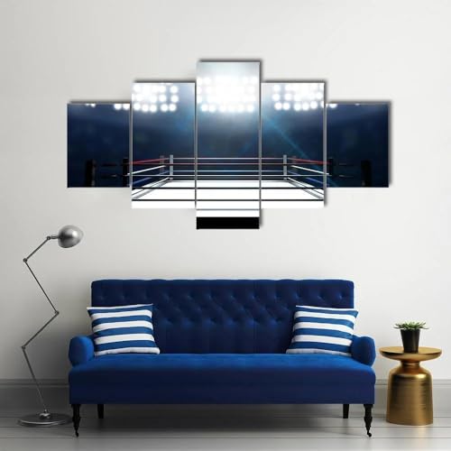 Toile peinture tableau decoration murale 5 parties ANLIONE ring de boxe pour maison