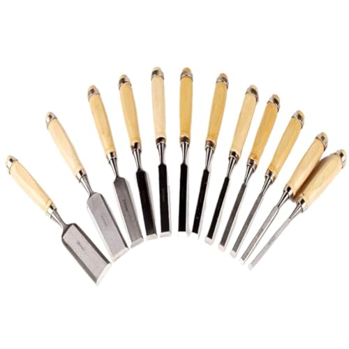 12 Piece Professional Wood Chisels Set,Woodworking Carving Hand Tools Professional Woodworking/Carpentry Gouges with Wood Handles,DIY Tools