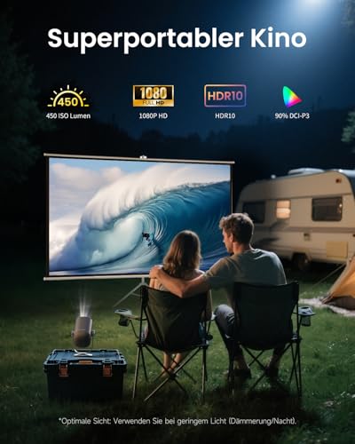 Dangbei Freedo Beamer mit Akku, 450 ISO Lumen, Google TV & Netflix, Dolby Audio, 1080P, HDR10, 165° Ständer, Smart Beamer mit WiFi & Bluetooth für Zuhause Outdoor, 2,5 Std Laufzeit, inkl. Tragetasche – Bild 5
