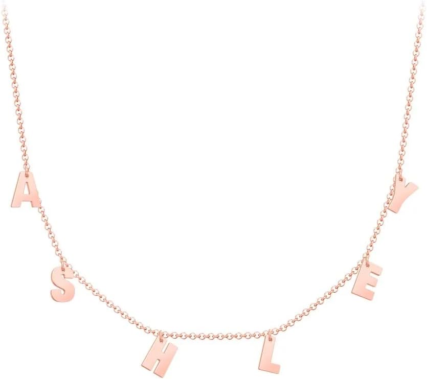 Modern Initial Necklace - Solid 10K Gold, Solid 14K Gold, Solid Sterling Silver, Custom Necklace, Select up to 6 Initials, Made by Jewlr