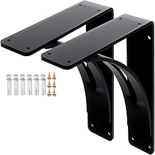 2Pcs Heavy Duty Shelf Brackets 10 x 12 x 2.5, Steel Brackets 450lbs Load Capacity, Triangle Support Mantel Brackets , DIY Metal Shelf Brackets Matte Black