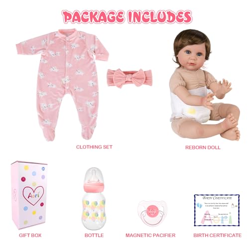 Aori Reborn Baby Dolls Lifelike - 22 Inches Realistic Newborn Girl Doll That Look Real - Great Gift for Grandama and Kids 3+